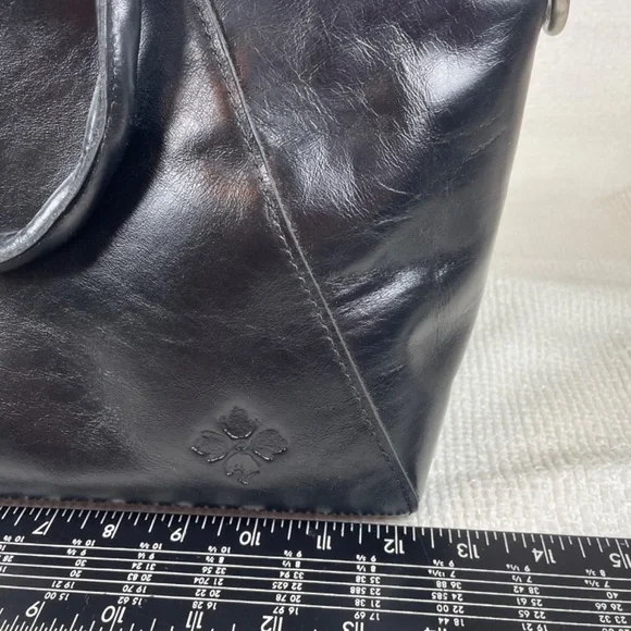 Patricia Nash Holland Top-Handle Black Leather Satchel/Crossbody P155106 EUC - Picture 6 of 16